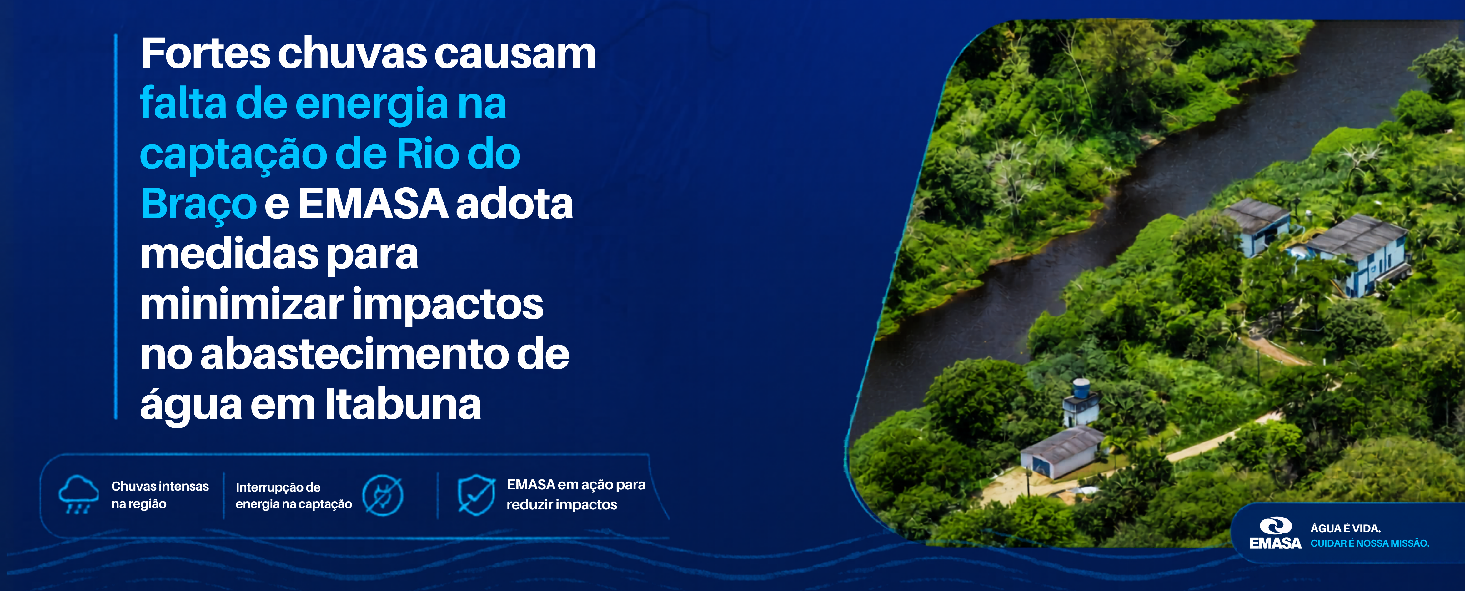 Fortes chuvas causam falta de energia na captação de Rio do Braço