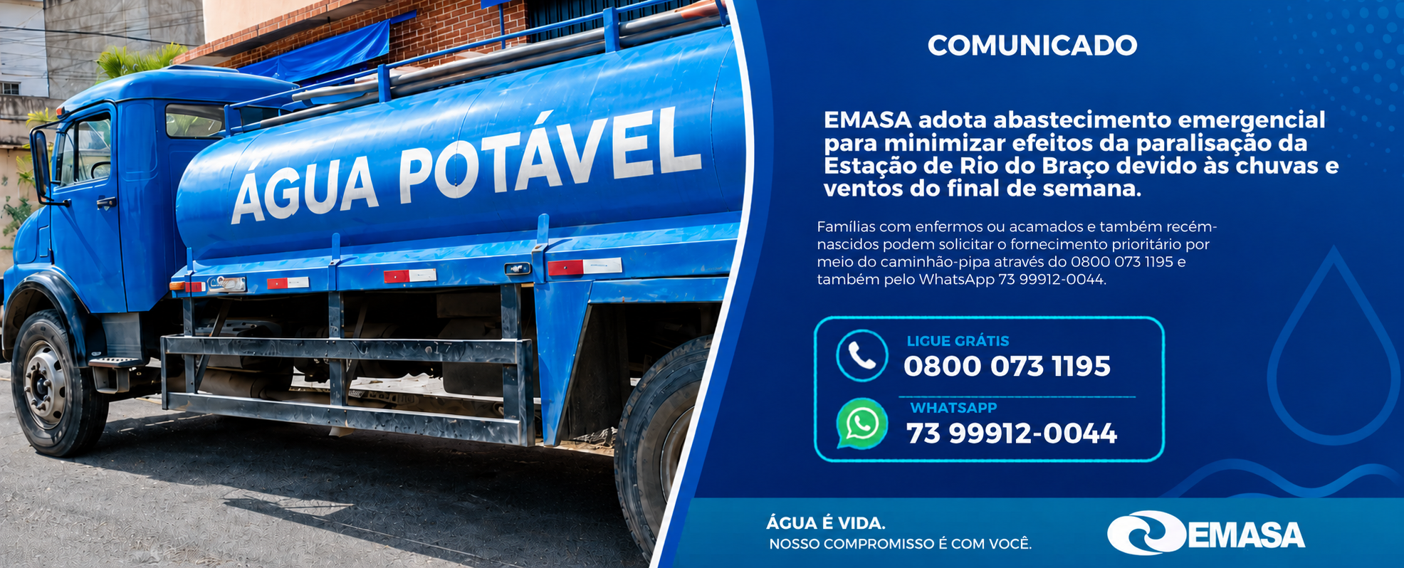Fortes chuvas causam falta de energia na captação de Rio do Braço